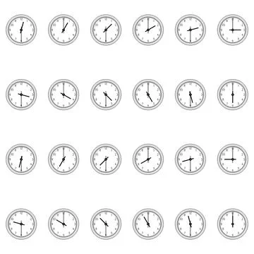 Pixel Art Clock Time Set - Half-Hour Interval Stock-Illustration