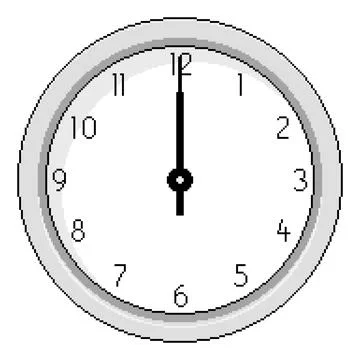 Pixel Art Clock at Twelve OClock - Vector Illustration Illustrazione stock