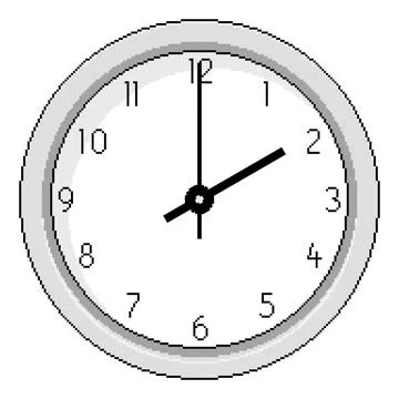 Pixel Art Clock at Two OClock - Vector Illustration Illustrazione stock