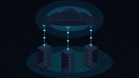 Pixel art cloud computing network server data transfer animation Stock Footage 347208214