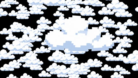Pixel Art Cloud Field Scrolling Dark Background 動画素材 339561201