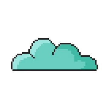 Pixel art cloud icon in 8 bit style. Retro 80s,90s video game graphics. Stock Illustration
