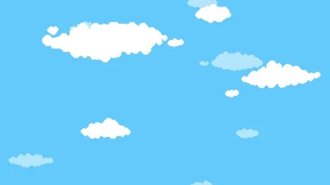 Pixel art clouds drifting vertically across a blue sky background. Stock Footage 330884990