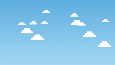 Pixel art clouds scrolling seamless looping background 4K Видео 337062381