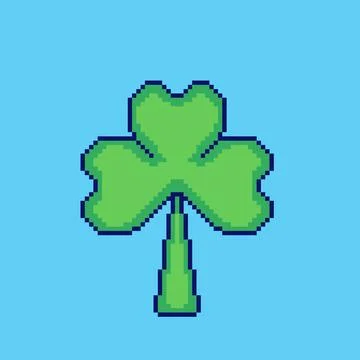 Pixel art clover leaf game asset design Stock Illustration