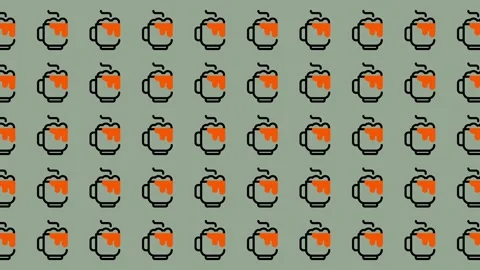Pixel Art Coffee Cups Pattern Background. Stock Footage 325389329