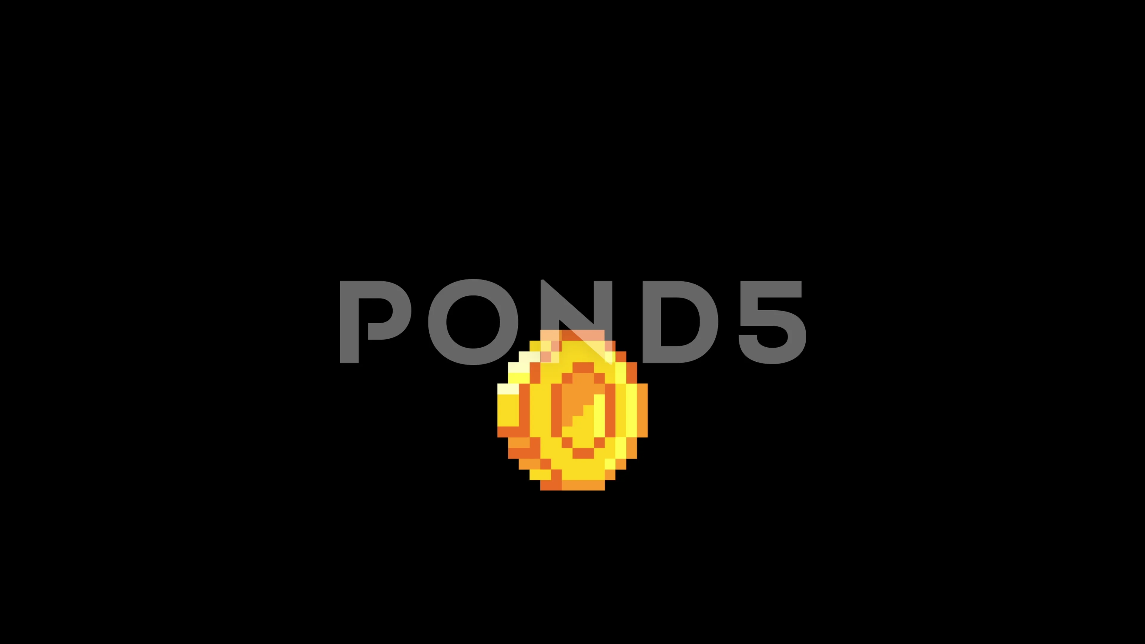 Pixel art coin falling - retro video game 8bit pixel art - black background