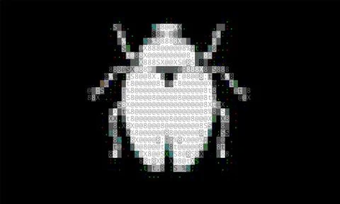 Pixel Art Computer Bug. Data Breach, Malware, Cyber Attack, Hacked Illustrazione stock