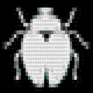 Pixel Art Computer Bug. Data Breach, Malware, Cyber Attack, Hacked Stock Illustration
