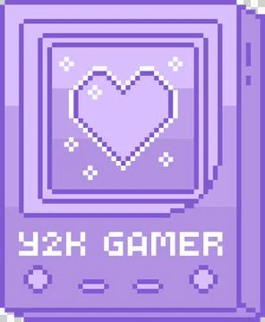 Pixel-art console is floating on transparent background showing pixelated heart Stockillustratie