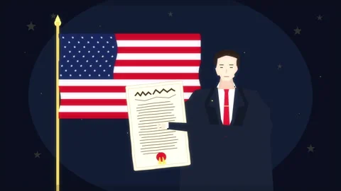 Pixel art constitution document usa flag man animation motion graphic Stock Footage 346550673