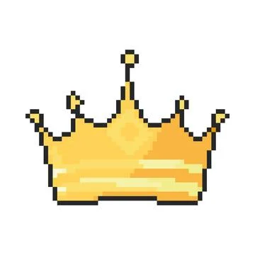 Pixel art crown icon in 8 bit style. Retro 80s,90s video game graphics. Stock Illustration
