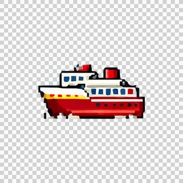 Pixel Art Cruise Ship Design Vector Stock Illustration