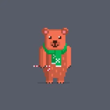 Pixel art cute bear. 스톡 일러스트