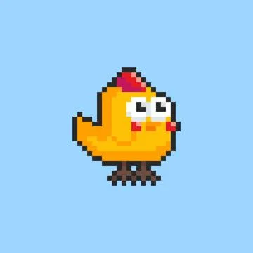 Pixel art cute chicks game asset design Illustrazione stock