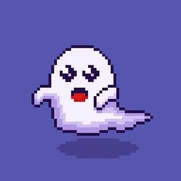 Pixel art cute ghost game asset design Stock Illustration