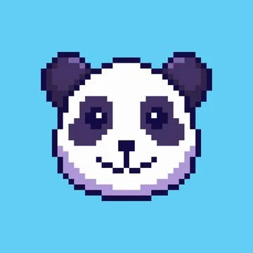 Pixel art cute panda head game asset design Stock Illustration