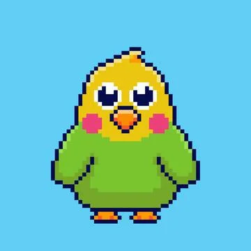 Pixel art Cute Parakeet game asset design 스톡 일러스트