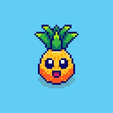 Pixel art Cute Pineapple game asset design Stock Illustration