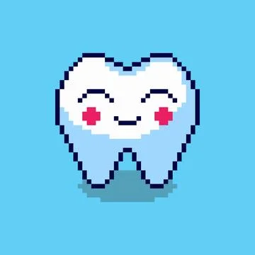 Pixel art cute teeth game asset design Illustrazione stock