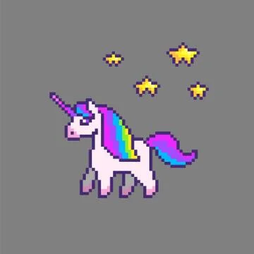 Pixel art cute unicorn Stock Illustration