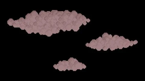 Pixel art dark cloud set Stock Illustration