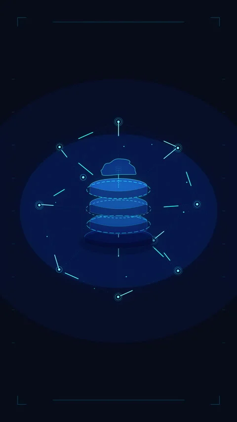 Pixel art database server animation with glowing nodes, data network, cyber.. Stock Footage 348343301