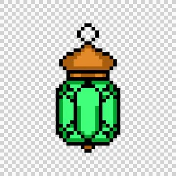 Pixel art decorative islamic lantern vector Stockillustratie