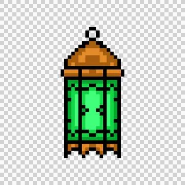 Pixel art decorative lantern object graphic vector Stock Illustration