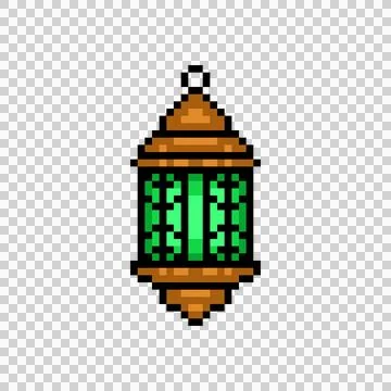 Pixel art decorative lantern object graphic clipart Stock Illustration