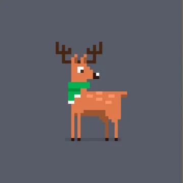 Pixel art deer in a scarf. Stock Illustration