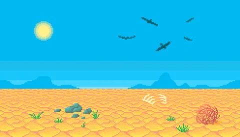 Pixel art desert background. Stock-Illustration