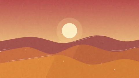 Pixel art desert sunset animation, retro landscape background Stock Footage 346739681