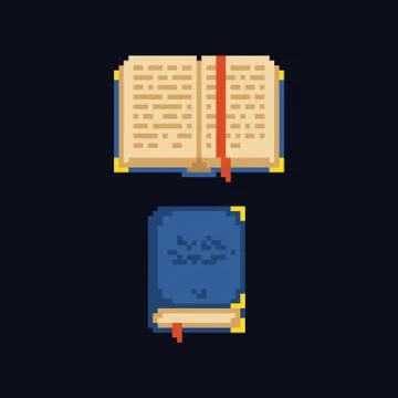 Pixel art design 8 bit retro icon - opened and closed book Stock Illustration