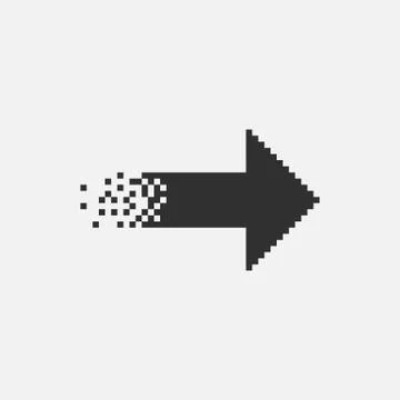 Pixel art design of the arrow logo isolated on white background. Vector illus Stock Illustration