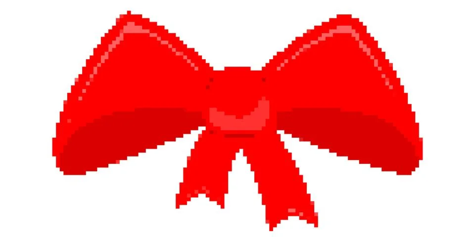 Pixel art design of a red bow. Vector illustration. Illustrazione stock