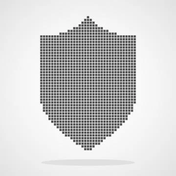 Pixel art design of a Shield icon. Vector illustration. Stock Illustration