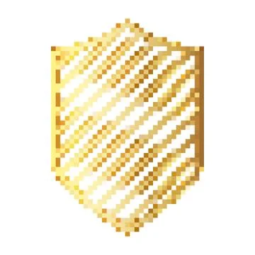Pixel art design of shield. Vector illustration. Stock Illustration