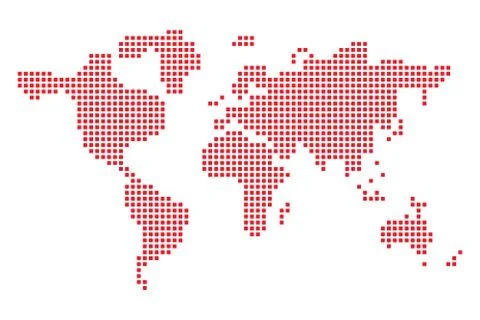 Pixel art design of World Map. Vector illustration. Illustrazione stock