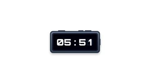 Pixel art digital clock 0-12 hours animation set on white background. 4K Stock Footage 340882694