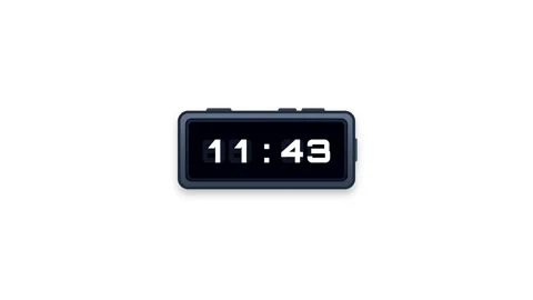 Pixel art digital clock 0-24 hours animation set on white background. 4K Stock Footage 340882697
