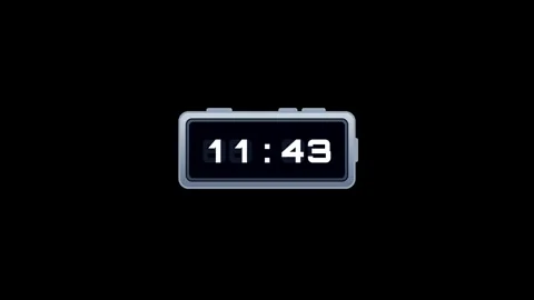 Pixel art digital clock 0-24 hours animation set on black background. 4K Stock Footage 340882701