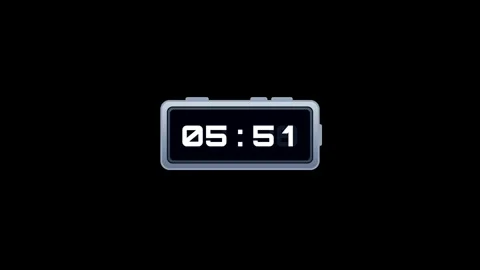 Pixel art digital clock 0-12 hours animation set on black background. 4K Stock Footage 340882703
