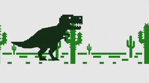 Pixel Art Dinosaur Game with No Internet Connection, Looping 4K Video Видео 316903120