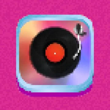 Pixel art DJ icon Stock Illustration