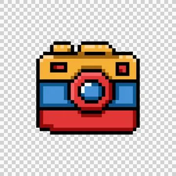 Pixel art drawing vintage camera design clipart 스톡 일러스트