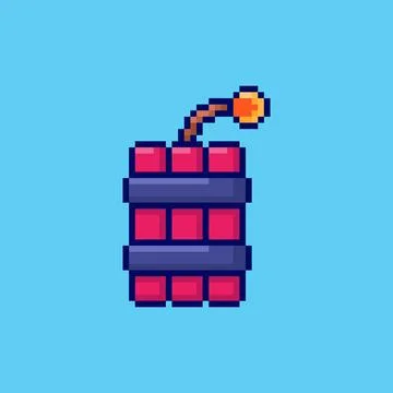 Pixel art Dynamite Explosion game asset design Stock Illustration
