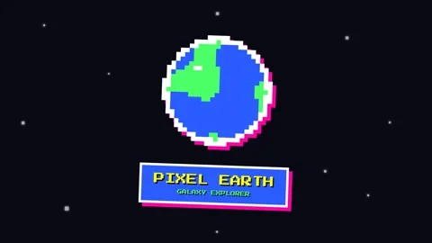 Pixel Art Earth Globe Animation. Video stock 336182278
