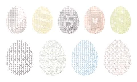 Pixel art Easter egg collection with dithered patterns. This set features a.. Illustrazione stock
