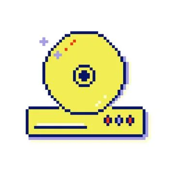 Pixel art eight bit CD player icon. Stockillustratie